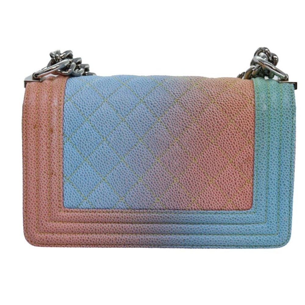 CHANEL Matelasse Boy Chanel Chain Shoulder Bag Leather Rainbow CC Auth 71579SM - Picture 3 of 15